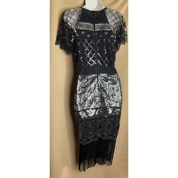Unique Vintage Black God and Bronze Beaded and Sequin Flapper Dress M NWOT - Picture 9 of 11
